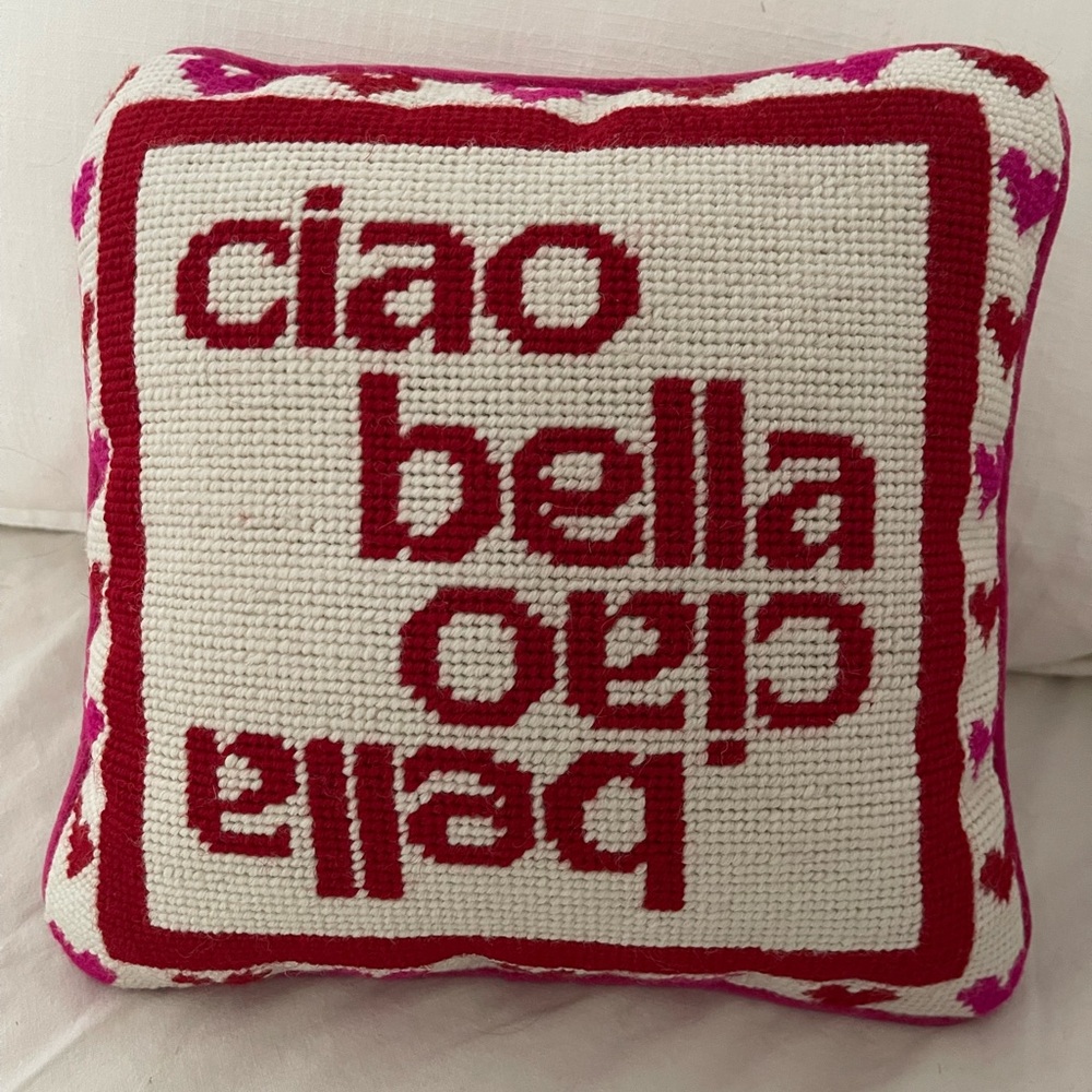 NWOT FURBISH velvet needlepoint pillow